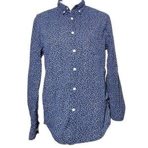 Ditsy Floral Slim Fit Button Down Denim & Flower Women's Long Sleeve Shirt Small